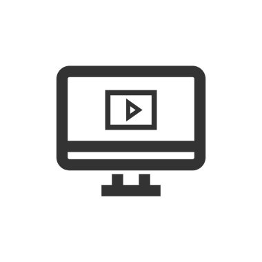 Ev sinema ikonu kalın hatlı. Siyah ve beyaz tek renkli vektör çizimi.