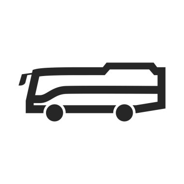 Kalın ana hatlı bir araba ikonu. Siyah ve beyaz tek renkli vektör çizimi.