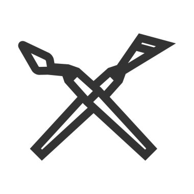 Kalın anahat tarzında spatula simgesi boyamak. Siyah ve beyaz tek renkli vektör çizimi.