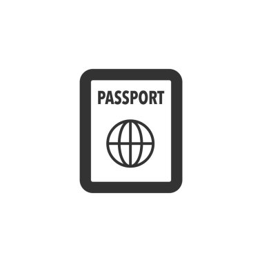 Kalın ana hatlı bir pasaport simgesi. Siyah ve beyaz tek renkli vektör çizimi.
