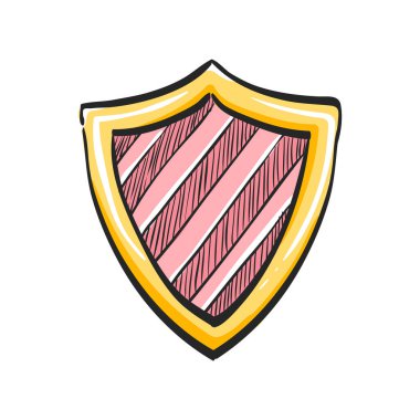 Renk çiziminde kalkan simgesi. Koruma, bilgisayar virüsü, antivirüs