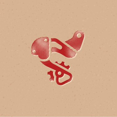 Arka raydan çıkarıcı simgesi yarım ton şeklinde. Grunge arkaplan vektör illüstrasyonu.