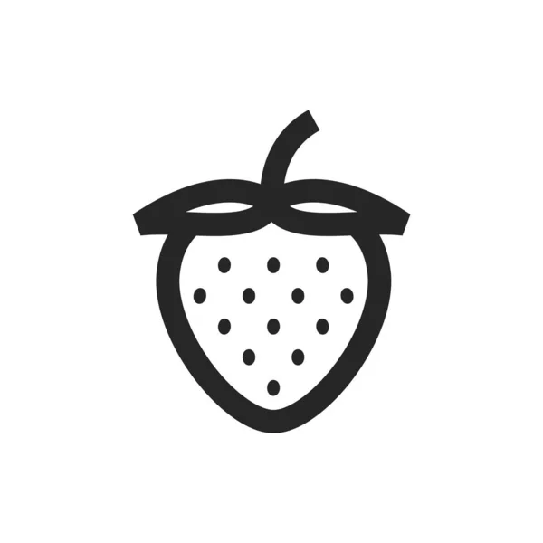 Strawberry Chocolate Icon Thick Outline Style Black White Monochrome Vector — Stock Vector