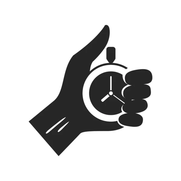 Icono Cronómetro Mano Blanco Negro Ilustración Vectorial — Vector de stock