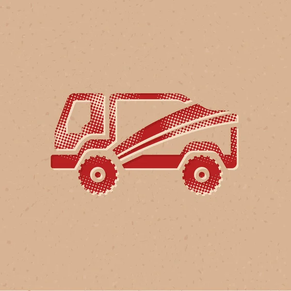 Rallye Truck Ikone Halbton Stil Grunge Hintergrund Vektor Illustration — Stockvektor