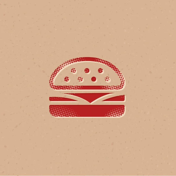 Burger Icon Halftone Style Grunge Background Vector Illustration — Stock Vector