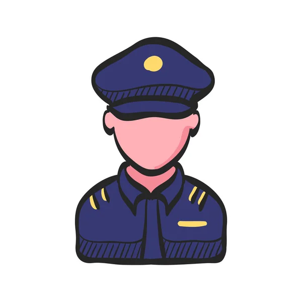 Icono Avatar Policía Dibujo Color Guardia Seguridad Servicio Humano Protege — Vector de stock