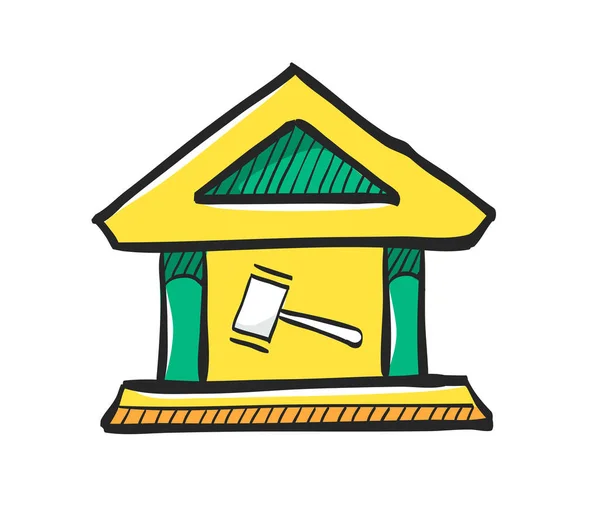 Reuction House Icon Color Drawing Рыночные Торги — стоковый вектор