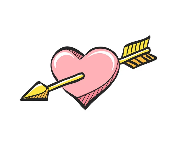 Ikona Serca Strzałki Kolorowym Rysunku Miłość Valentine Amorek Flirt — Wektor stockowy