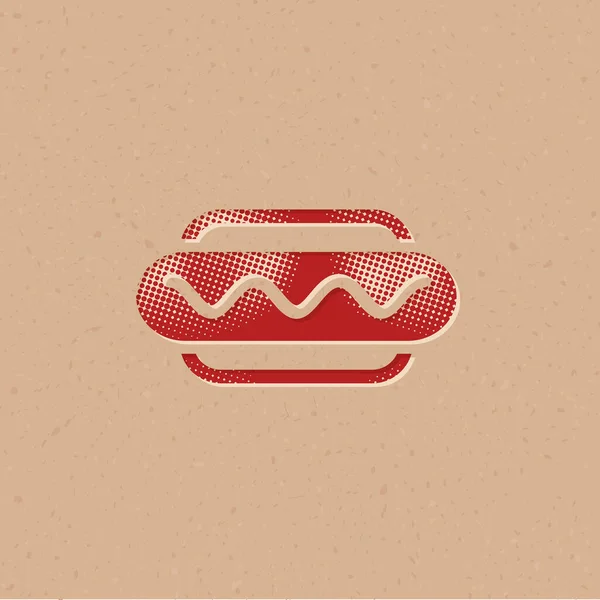 Icône Hot Dog Demi Teinte Illustration Vectorielle Fond Grunge — Image vectorielle