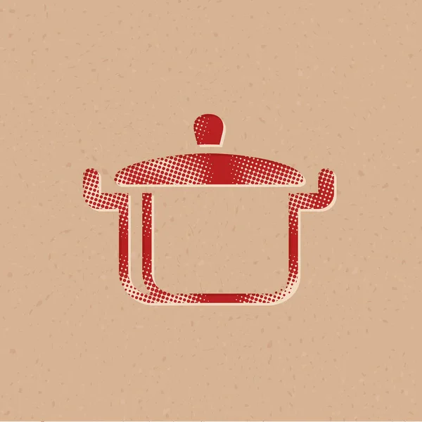 Cooking Pan Icon Halftone Style Grunge Background Vector Illustration — Stock Vector