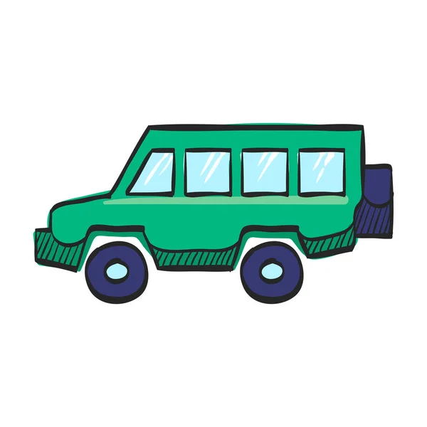 Εικονίδιο Αυτοκινήτου Offroad Έγχρωμο Σχέδιο Φορτηγό Διπλή Καμπίνα 4X4 Τροχούς — Διανυσματικό Αρχείο