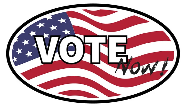 Votez Maintenant Texte Sur Fond Drapeau Américain Autocollant Emblème Vectoriel — Image vectorielle