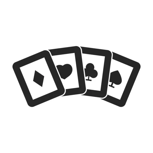 Jeu Cartes Icône Dans Style Contour Épais Illustration Vectorielle Monochrome — Image vectorielle