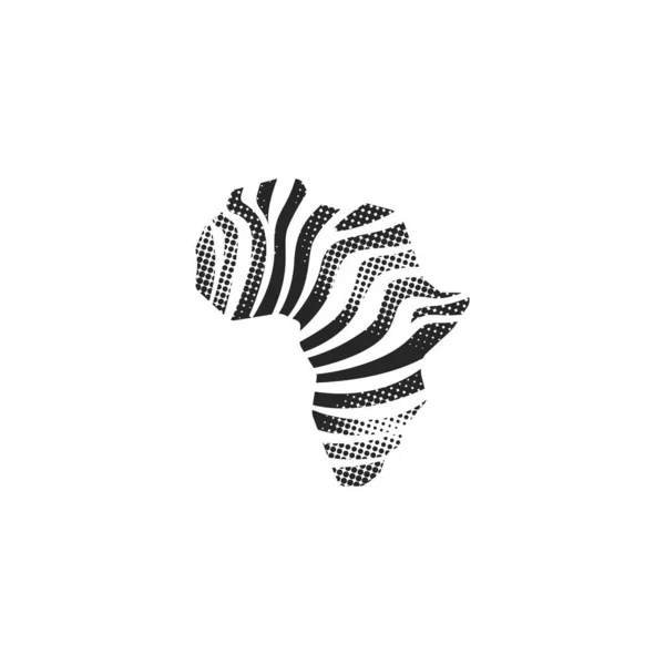 Afrika Landkarte Gestreiftes Symbol Halbton Stil Schwarz Weiße Monochrome Vektorillustration — Stockvektor