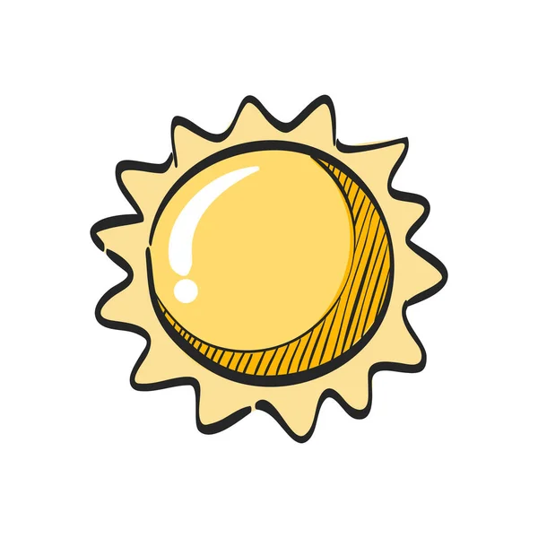 Прогноз Погоды Солнечная Иконка Цветном Рисунке — стоковый вектор