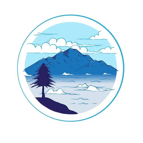 Montaña Ilustración Dibujada Mano Plantilla Logo — Vector de stock
