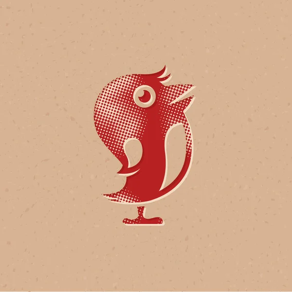 Tweet Icono Pájaro Estilo Medio Tono Grunge Fondo Vector Ilustración — Vector de stock