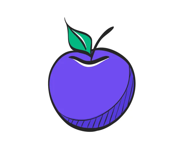 Icono Apple Dibujo Color Alimento Fruta Estilo Vida Saludable Dieta — Archivo Imágenes Vectoriales