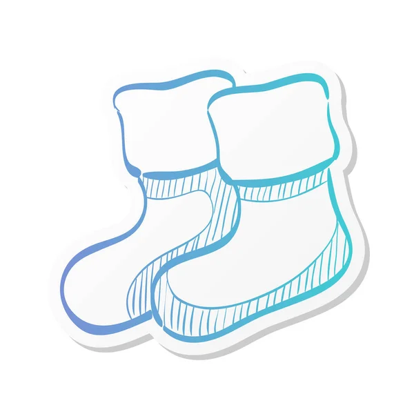 涂鸦素描线中的冬季袜子图标 — 图库矢量图片