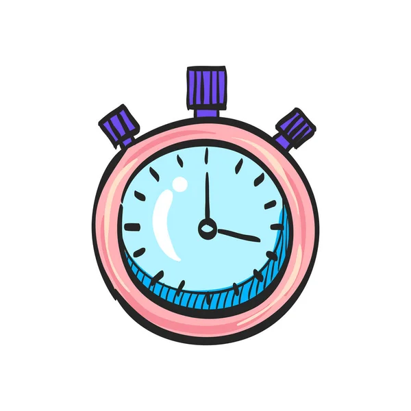 Stopwatch Icon Color Drawing Speed Time Deadline Sport Start Stop — Stock Vector