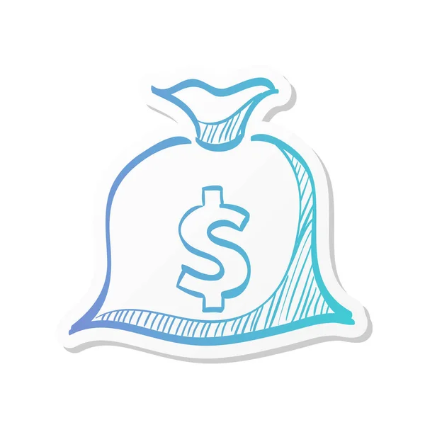 Icône Sac Argent Dans Style Couleur Autocollant Finance Banque Patrimoine — Image vectorielle