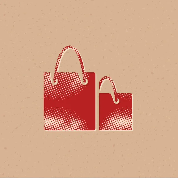 Shopping Bags Icon Halftone Style Grunge Background Vector Illustration — Stock Vector
