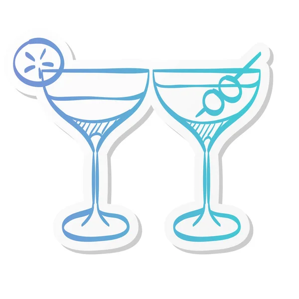 Ícone Vidro Vinho Estilo Cor Adesivo Casal Celebração Beber Martini — Vetor de Stock