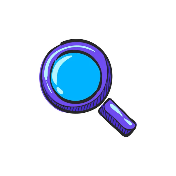 Magnifier Icon Color Drawing Zoom Explore Find Locate — Stock Vector