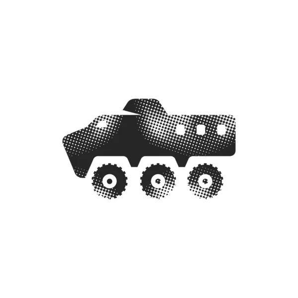 Panzerfahrzeug Ikone Halbton Stil Schwarz Weiße Monochrome Vektorillustration — Stockvektor