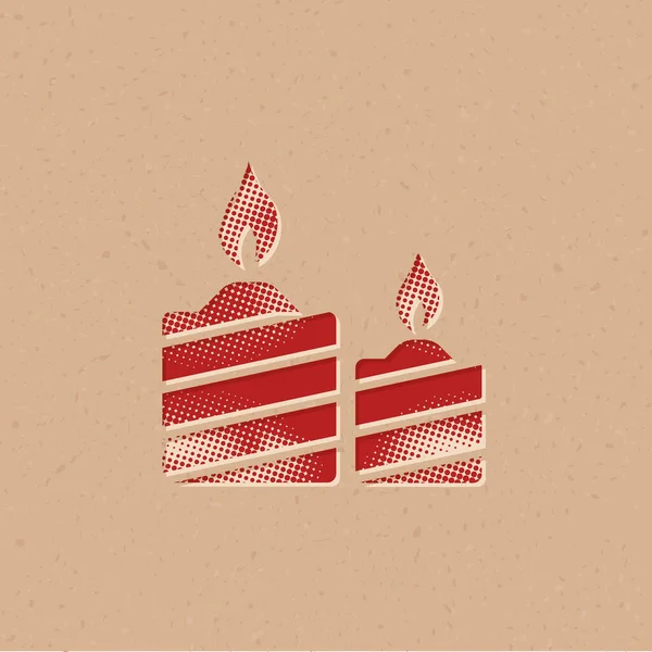 Candles Icon Halftone Style Grunge Background Vector Illustration — Stock Vector