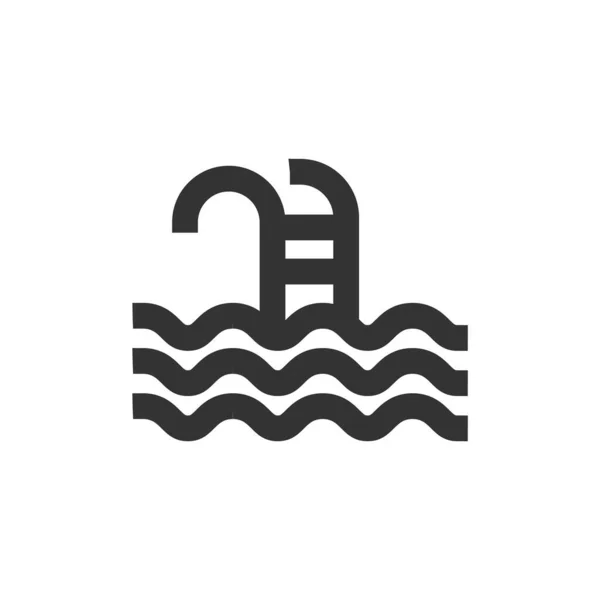 Schwimmbad Ikone Dicken Umriss Stil Schwarz Weiße Monochrome Vektorillustration — Stockvektor