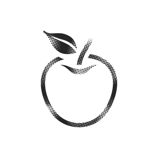 Ícone Apple Estilo Meio Tom Ilustração Vetorial Monocromática Preto Branco — Vetor de Stock