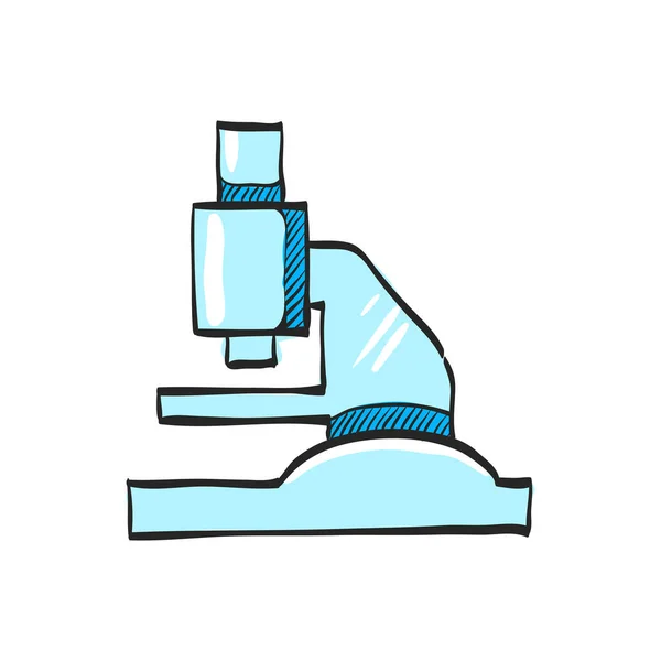 Microscope Icon Color Drawing Science Equipment Laboratory Chemist Biology Bacteria — Stock Vector