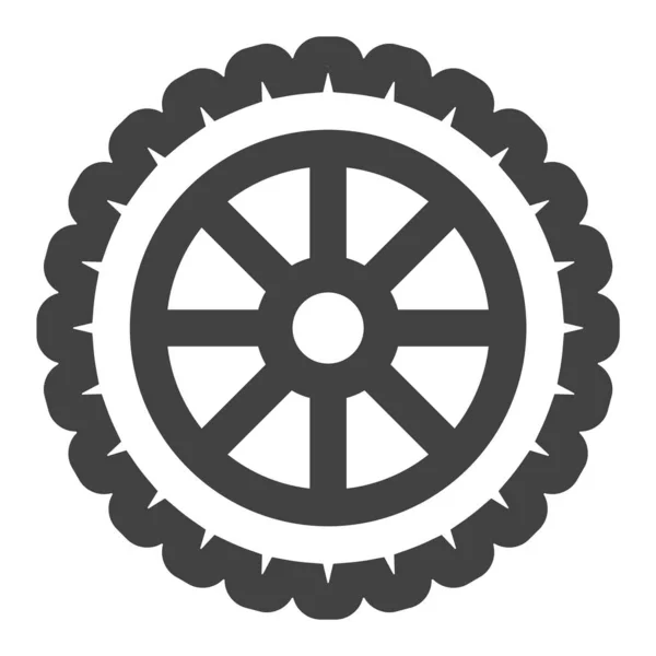 Ikona Opon Motocyklowych Grubym Obrysie Stylu Czarno Biały Monochromatyczny Wektor — Wektor stockowy
