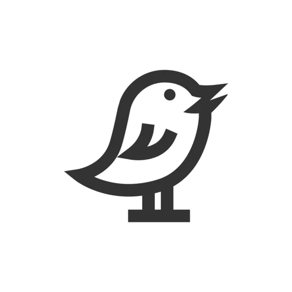 Icono Pájaro Estilo Contorno Grueso Ilustración Vectorial Monocromática Blanco Negro — Vector de stock