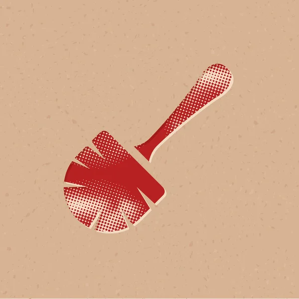 Иконка Кисти Полутоновом Стиле Гранжевая Фоновая Векторная Иллюстрация — стоковый вектор