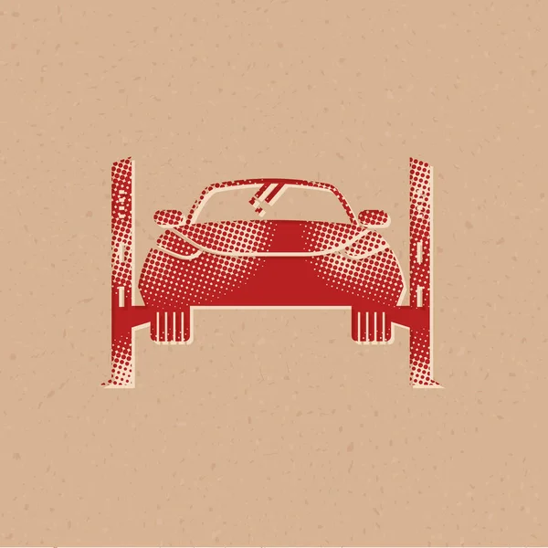 汽车跳跃启动图标的半色调风格 汽车维修服务 Grunge背景向量说明 — 图库矢量图片