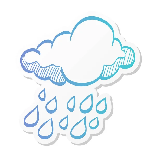 Rain Cloud Icon Στυλ Αυτοκόλλητου Χρώματος Πρόβλεψη Εποχής — Διανυσματικό Αρχείο