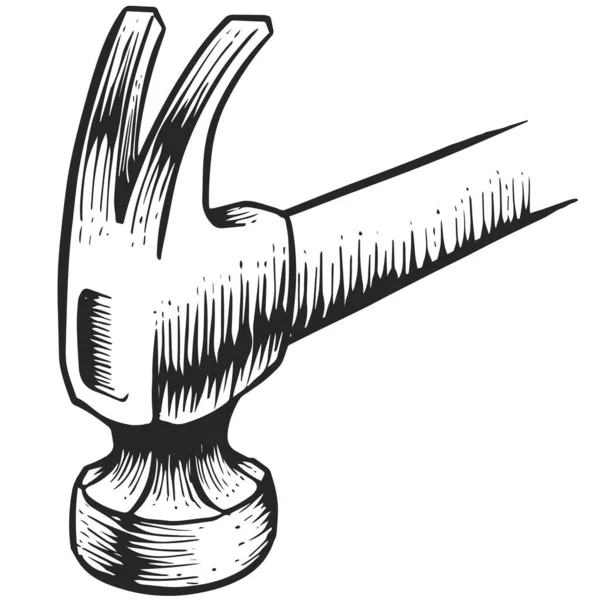 Ikona Pazura Hammera Stylu Szkicowym Ilustracja Wektora Narzędzia Obróbki Drewna — Wektor stockowy