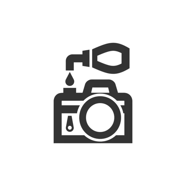 Ikona Opravy Fotoaparátu Silném Obrysu Černobílá Monochromatická Vektorová Ilustrace — Stockový vektor