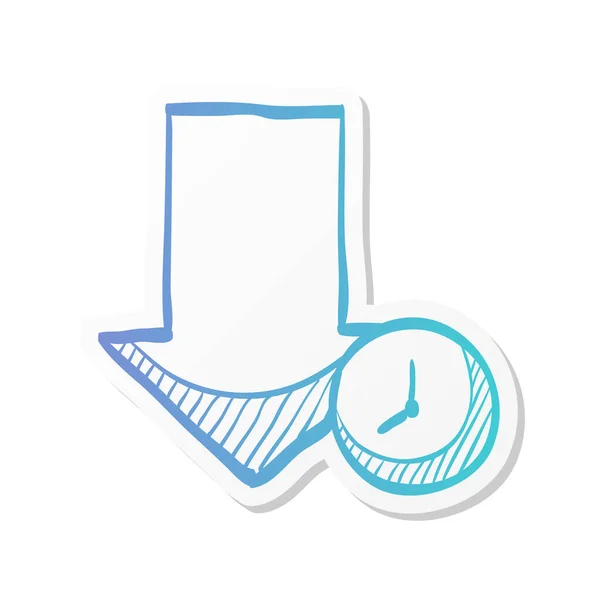Descargar Flecha Con Icono Del Reloj Estilo Color Etiqueta Esperando — Vector de stock