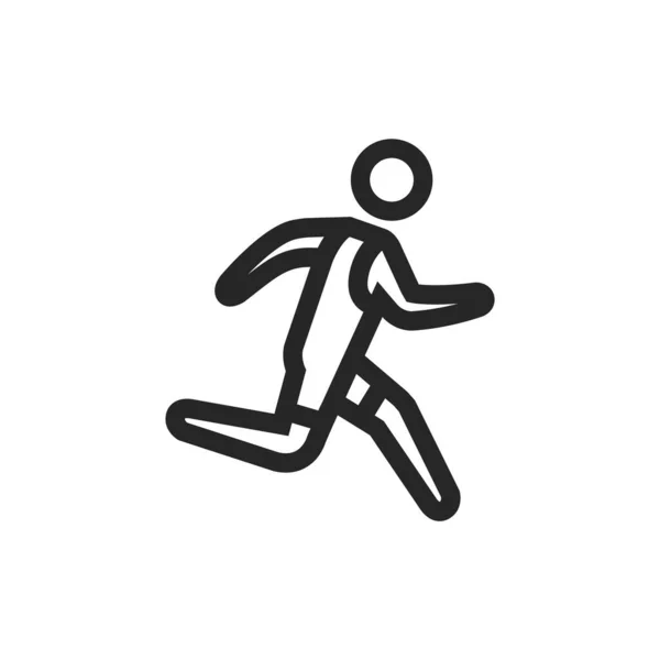 跑运动员图标在浓密的轮廓风格 黑白单色矢量图解 — 图库矢量图片