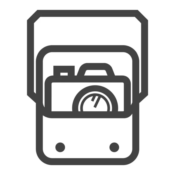 Icono Bolsa Cámara Estilo Contorno Grueso Ilustración Vectorial Monocromática Blanco — Vector de stock