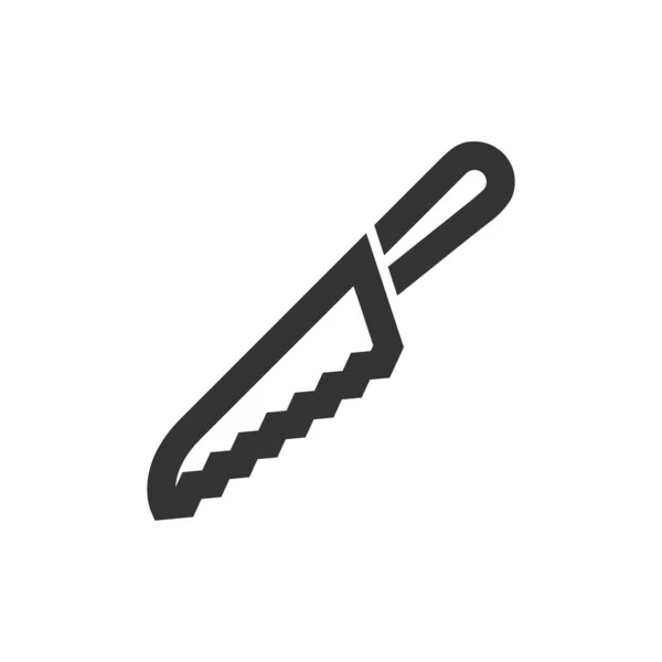 Icono Cuchillo Pan Estilo Contorno Grueso Ilustración Vectorial Monocromática Blanco — Archivo Imágenes Vectoriales