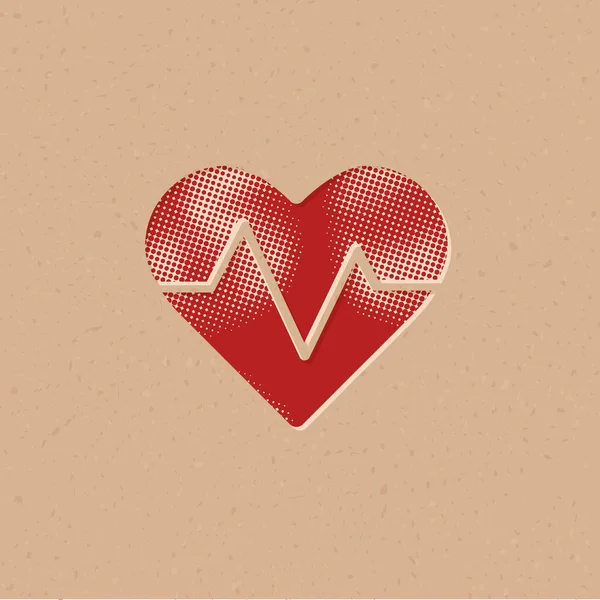 Heart rate icon in halftone style. Grunge background vector illustration.