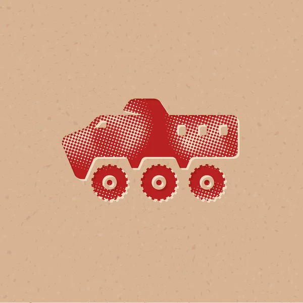 Ikona Obrněného Vozidla Polotónovém Stylu Grunge Pozadí Vektorové Ilustrace — Stockový vektor