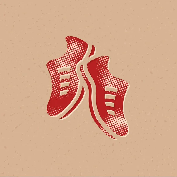 Shoes Icon Halftone Style Grunge Background Vector Illustration — Stock Vector