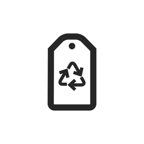 Reciclar Icono Etiqueta Estilo Contorno Grueso Ilustración Vectorial Monocromática Blanco — Vector de stock