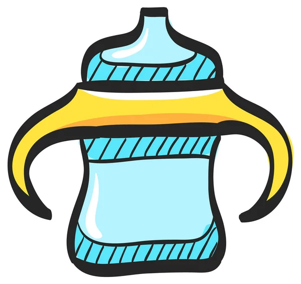 Icono Botella Leche Dibujo Color Bebé Chupete Bebé Bebiendo Consolador — Vector de stock